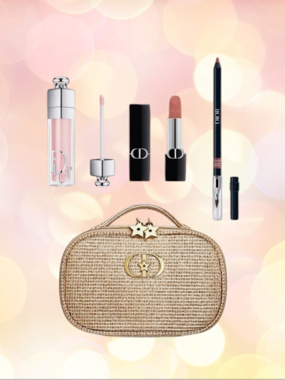 Dior Sold Out Set - Vanity, 100 nude satin lipstick, 001 gloss, & lip liner 329